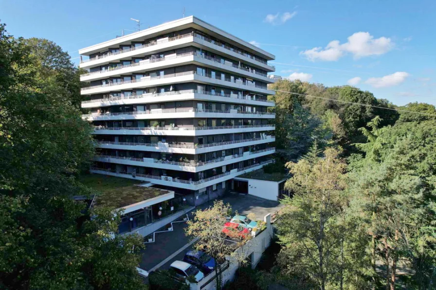 Ansicht Luftbild - Wohnung kaufen in Herdecke - GEPFLEGTE EIGENTUMSWOHNUNG MIT BALKON UND TIEFGARAGENPLATZ  IN GUTER LAGE VON HERDECKE