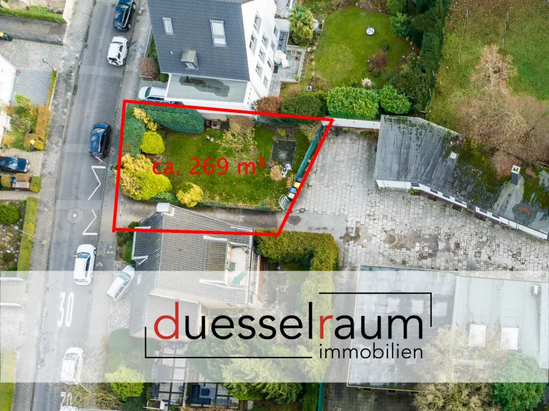 Titelbild - Grundstück kaufen in Düsseldorf - Lörick: 269 m² großes Baugrundstück mit Möglichkeit auf Erweiterung, Bebaubarkeit nach §34 BauGB