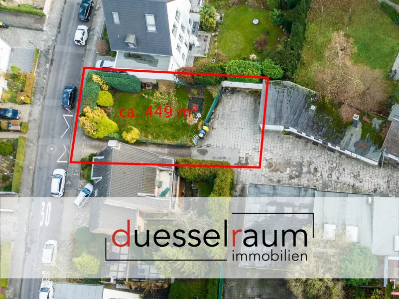 Titelbild - Grundstück kaufen in Düsseldorf - Lörick: 449 m² großes Baugrundstück mit Möglichkeit auf Erweiterung, Bebaubarkeit nach §34 BauGB