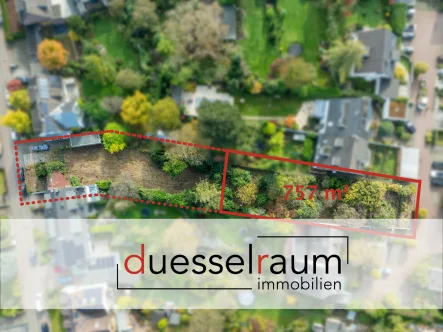 Titelbild - Grundstück kaufen in Düsseldorf - Wersten: 757 m² großes Baugrundstück mit der Option auf Erweiterung auf 1.515 m² in ruhiger Lage