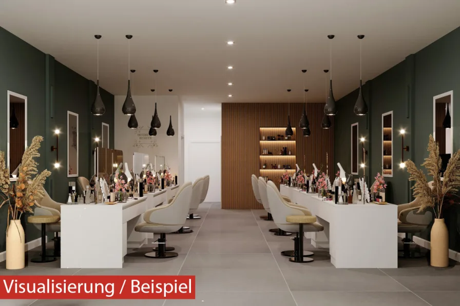 Visualisierung Beautystudio - Laden/Einzelhandel mieten in Düsseldorf - Stadtmitte: Laufkundschaft garantiert! Neubau-Gewerbefläche mit großartiger Fensterfront.