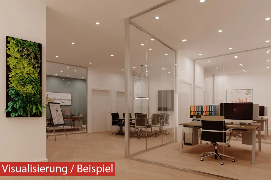 Visualisierung Bürofläche - Büro/Praxis mieten in Düsseldorf - Stadtmitte: Erstbezug - Moderne Gewerbe(büro)fläche in frequentierter Lage mit großer Fensterfront!