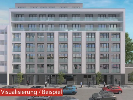 Visualisierung Außenansicht - Büro/Praxis mieten in Düsseldorf - Stadtmitte: Frequentierte Lage? Bitteschön! Moderne Gewerbefläche wartet auf tolles Business!