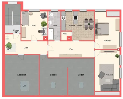 Grundriss Wohnung - Wohnung mieten in Fröndenberg - Fröndenberg - Dellwig: 3 Zimmer-Dachgeschosswohnung