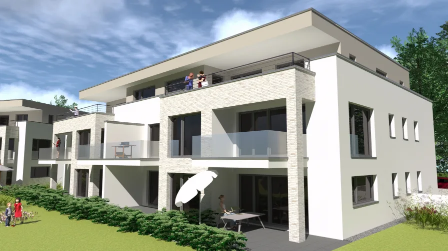 Südostansicht Haus 1 - Wohnung kaufen in Bielefeld - Ihre Neubauwohnung am Obersee in Bielefeld