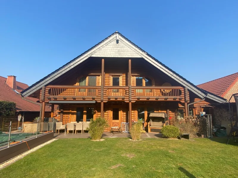 Ansicht - Haus mieten in Hövelhof - Wohnen auf Zeit in traumhaftem Holzhaus in Hövelriege