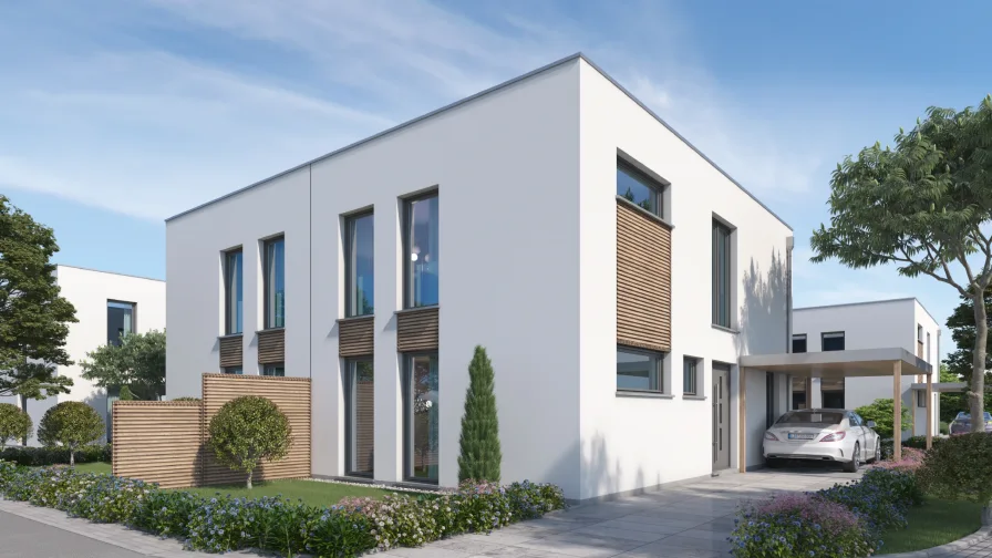 Doppelhaushälfte Einfahrt - Haus kaufen in Bielefeld - Große Neubau-DHH 5 ZKB in der Grünheide von Bielefeld