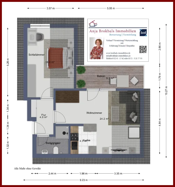 Toller Grundriss - Wohnung kaufen in Gütersloh - Geräumige 2-Zimmer-Wohnung - für Käufer provisionsfrei