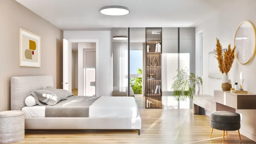 Schlafzimmer - Wohnung mieten in Bad Ems - Energieeffiziente 3 ZKB-Neubauwohnung mit Einbauküche, Balkon und Stellplatz in Bad Ems