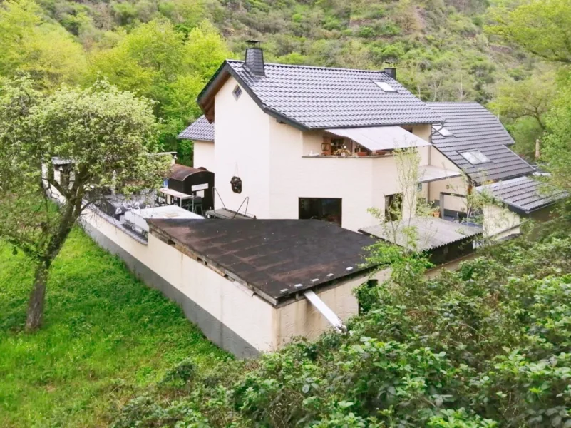 Hausansicht  - Haus kaufen in Kobern-Gondorf - Großzügige Doppelhaushälfte mit Terrasse und Außengelände in idyllischer Lage - Kobern-Gondorf an der Mosel