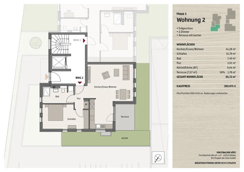 Grundriss Whg2 - Wohnung kaufen in Hilden - Ein Wohnensemble der Extraklasse!