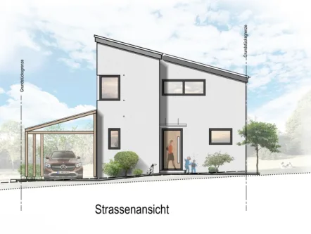 Hausansicht - Haus kaufen in Langerwehe - Einfamilienhaus Neubauvorhaben (KFW-55) in sehr guter Lage von Langerwehe