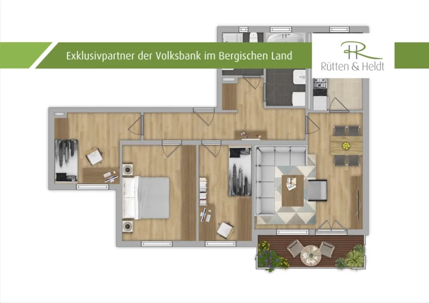 Grundriss - Wohnung kaufen in Remscheid - Gepflegte 4-Zimmer Eigentumswohnung in Remscheid Hohenhagen