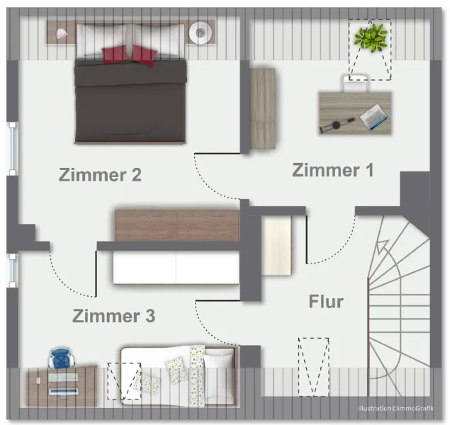 Grundriss Whg. Nr. 1 FWH 1.OG