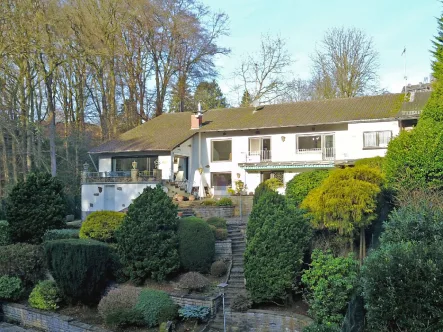 Rückansicht - Haus kaufen in Odenthal - NEU in Odenthal: Für Liebhaber einer besonderen Architektur in traumhafter Waldrandlage