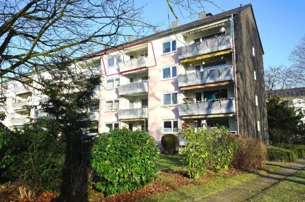 Balkonansicht - Wohnung kaufen in Leverkusen - Kompakt, freiwerdend und bezahlbar: 2 1/2 - 3-Zi.-Wohnung mit Balkon in Leverkusen-Rheindorf!