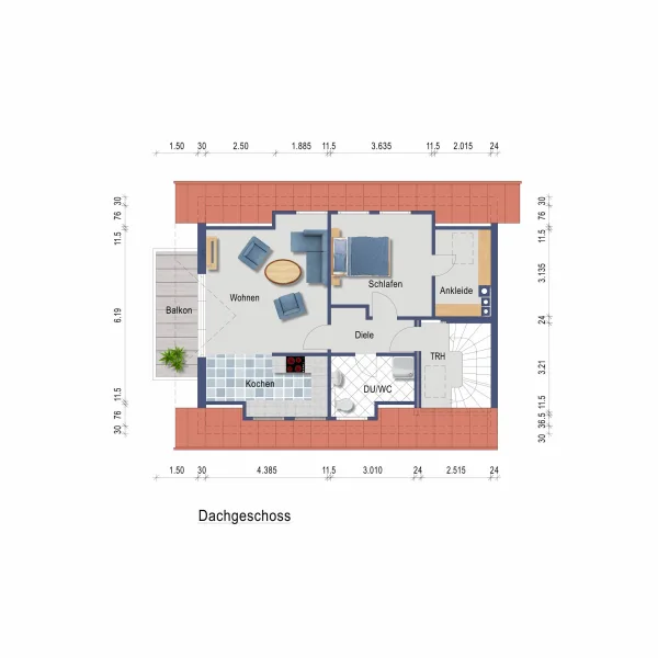 Grundriss Dachgeschoss H1