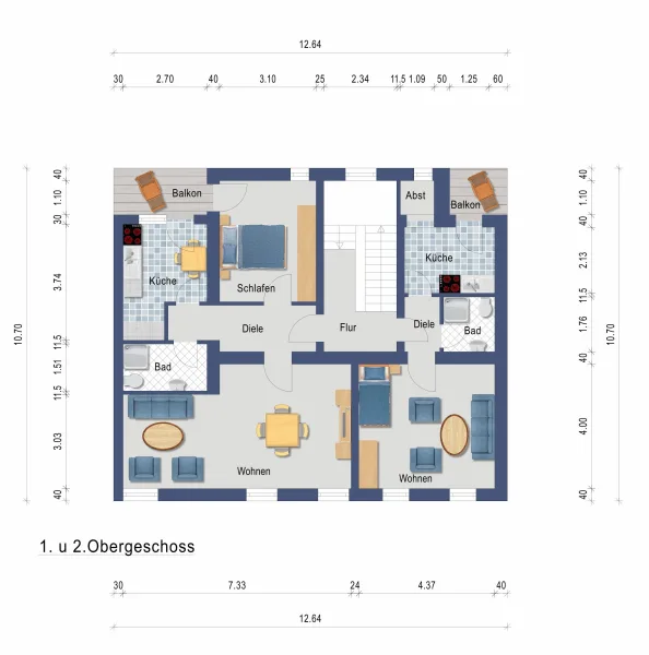 Grundriss 1. u 2. Obergeschoss 