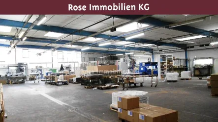 Halle 2 - Halle/Lager/Produktion mieten in Bad Oeynhausen - ROSE IMMOBILIEN KG: Helle Lagerhalle mit ebenerdigen Rolltor, Büro und schnelle Anbindung an BAB 30!