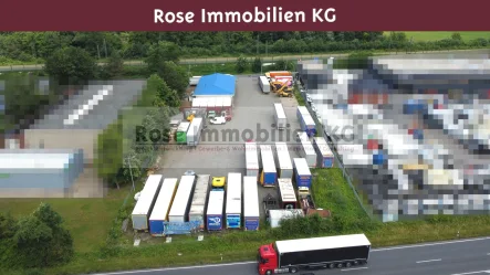 Ansicht - Halle/Lager/Produktion mieten in Porta Westfalica - ROSE IMMOBILIEN KG: Großer Außenplatz in Porta Westfalica nahe der BAB 2 mit Büros zu vermieten!