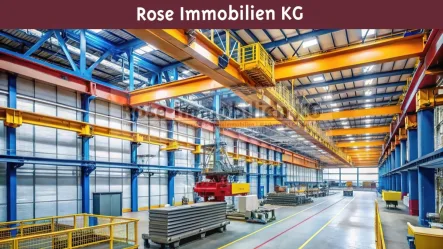 Musterfoto - Halle/Lager/Produktion mieten in Hüllhorst - ROSE IMMOBILIEN KG: Produktionshalle mit 6 X Kranbahn a 10t und einer Deckenhöhe von ca. 7,40m!