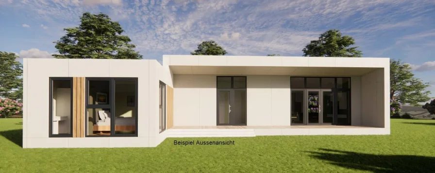 Aussenansicht - Haus kaufen in Soest - Wohnen auf einer Ebene: Moderner Bungalow- KfW 40 Standard