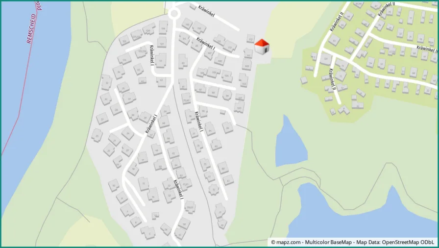 Kartenausschnitt Kräwinkel Teilgebiet I111 in Radevormwald