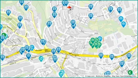 Kartenausschnitt Eschenstraße in Remscheid - Zinshaus/Renditeobjekt kaufen in Remscheid - GUTE ANLAGE MIT PERSPEKTIVE IN REMSCHEID: MEHRFAMILIENHAUS MIT BALKONE, TERRASSEN, GARTEN UND 13 GARAGEN