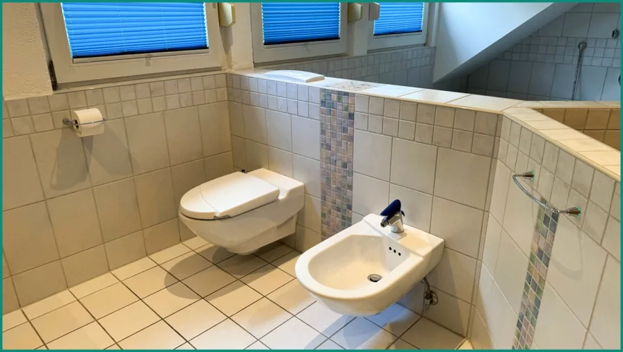 mit Bidet und einer hellen Verfliesung