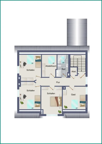 Dachgeschoss (vermietete Wohnung)