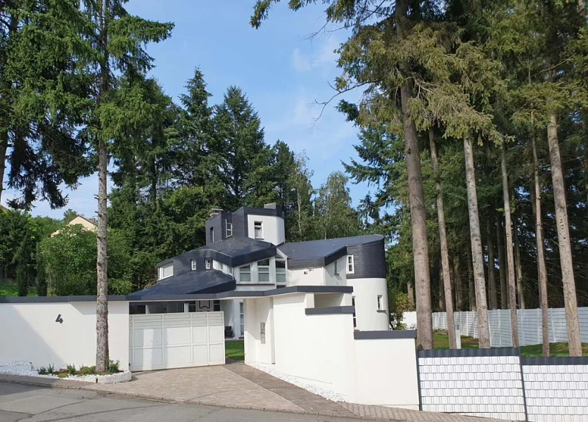 Frontansicht - Haus kaufen in Altenglan  - Außergewöhnliches Architektenhaus mit komplett umzäuntem Grundstück 