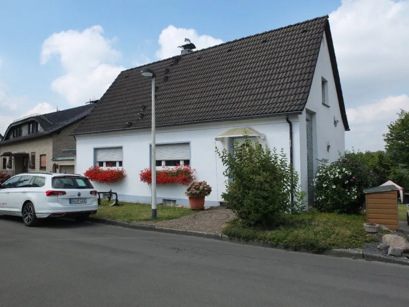 Hausansicht - Haus kaufen in Solingen - Schöner Entspannen! Kleines renovierungsbedürftiges Haus mit großem Garten, Garagen und Partyraum