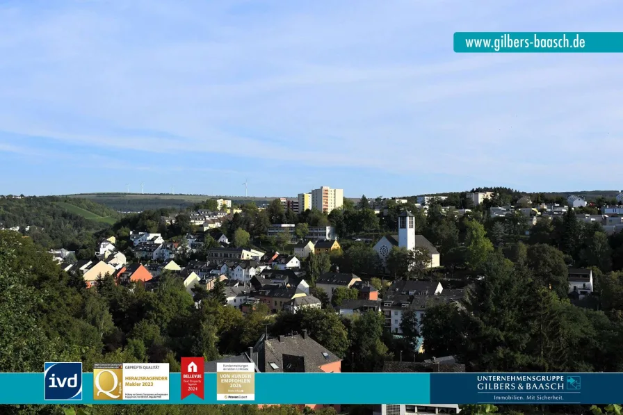 Blick auf Trier-Olewig - Grundstück kaufen in Trier - Bauen Sie in Trier-Olewig, EFH-ZFH Baugrundstück in grüner Randlage mit vielen Möglichkeiten