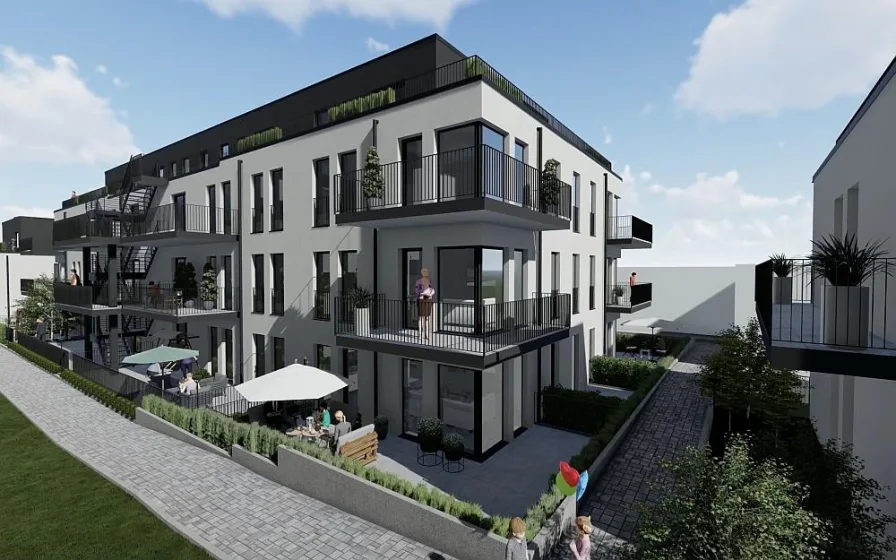 Gebäude A Seitenansicht V - Wohnung kaufen in Trier - Modernes  energiesparendes Wohnen in Trier-Kürenz mit großzügigen Terrassen
