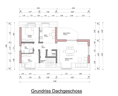 Grundriss Dachgeschoss - Wohnung kaufen in Taben-Rodt - Helle moderne Dachgeschoßwohnung mit schönem Weitblick  in Taben-Rodt mit guter Anbindung Luxemburg