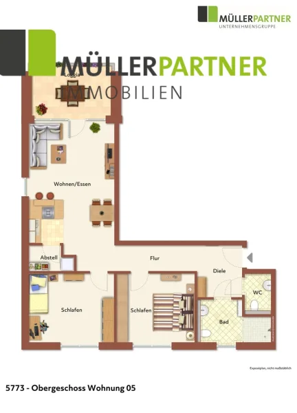 Grundriss Whg. 05, visualisiert