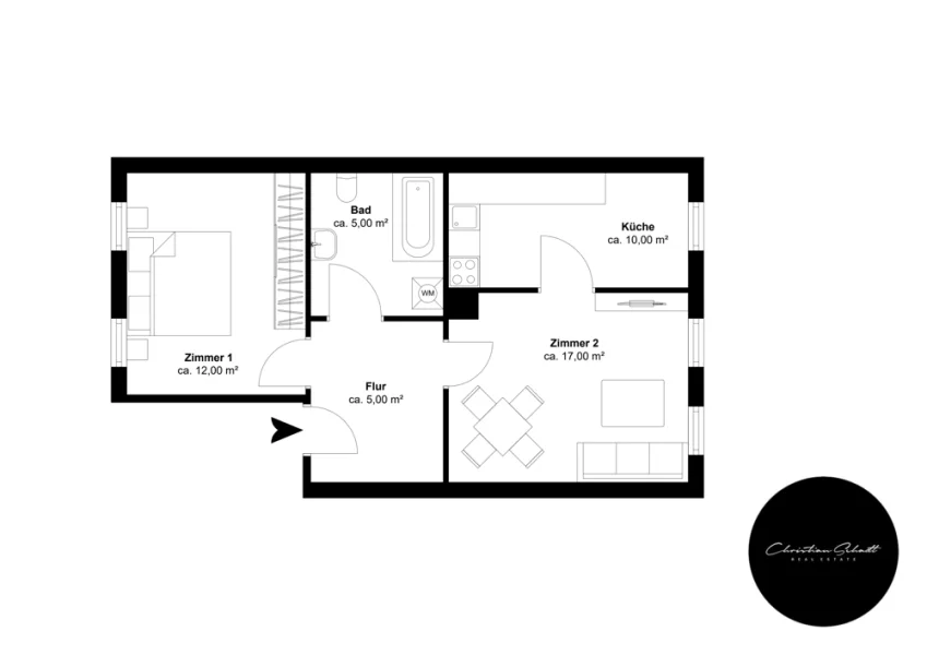 Niederkirchner Str. 8, 1. OG links - Etage 1, Ansicht 1, Schnitt 1 - 164REK