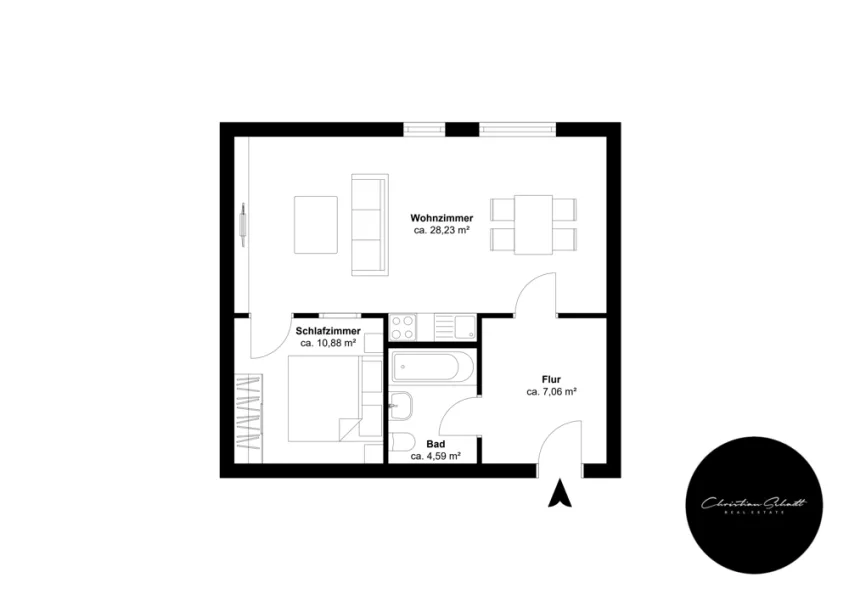 A.-Bebel-Str. 25, 2. OG Mitte Links - Etage 1, Ansicht 1, Schnitt 1 - AGLWNA