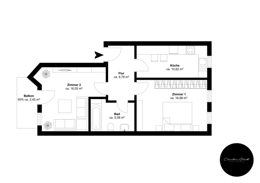 Landwaisenhausstr. 10, 2. OG rechts - Etage 1, Ansicht 1, Schnitt 1 - 1LFI7J