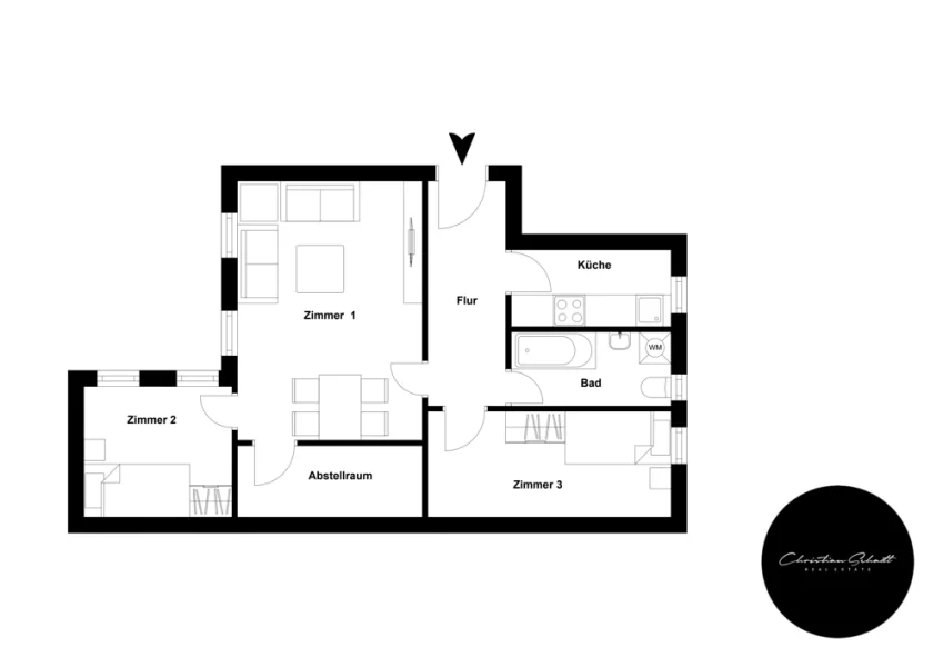 Klughardtstr. 6, 2. OG rechts - Etage 1, Ansicht 1, Schnitt 1 - ZBCS6L