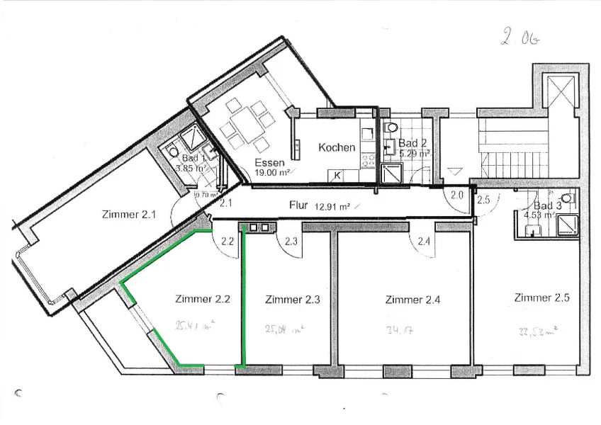 Grundriss Zimmer 2.2