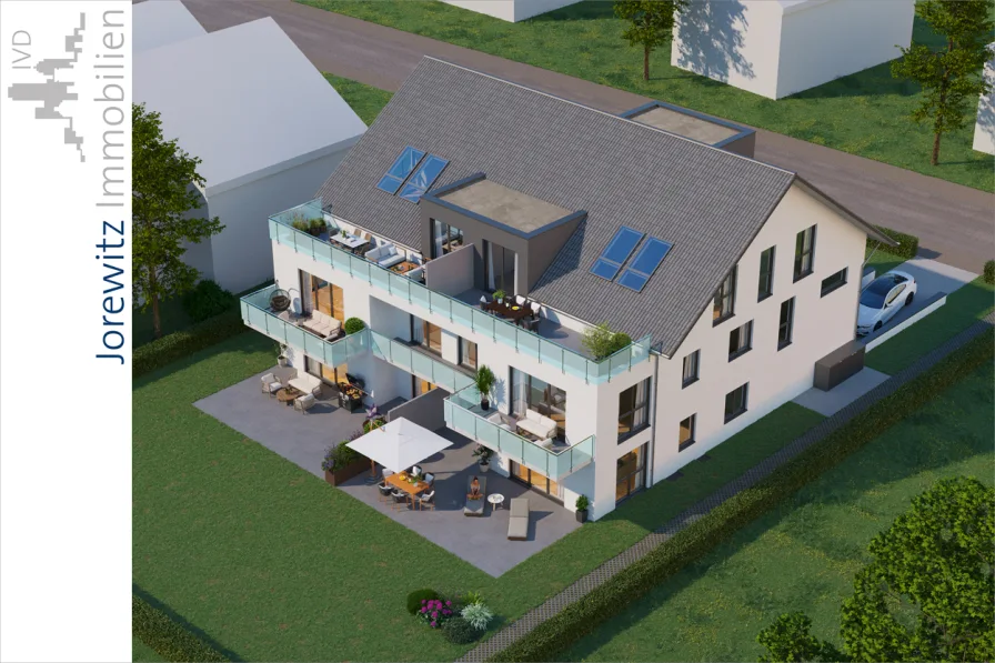 001 - Vogelperspektive - Wohnung kaufen in Bielefeld - Exklusives und stilvolles Wohnen in Hoberge-Uerentrup: Moderne 3-Zimmer-Wohnung mit sonniger Dachterrasse