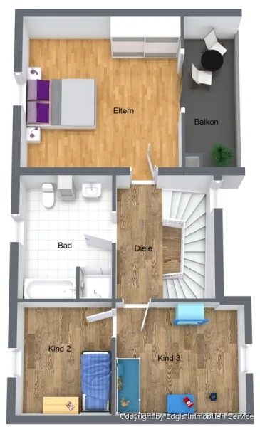 Grundriss DG_3D Hinterhaus