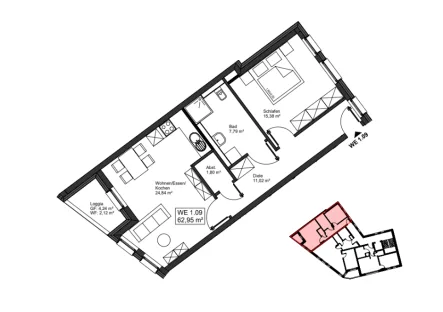 Grundriss - 2.OG - Wohnung 1.09 - Wohnung kaufen in Mayen - Leben und Wohnen im Burgpalais Mayen - Whg. Nr. 1.09