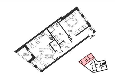 Grundriss - 1. OG - Wohnung 1.06. - Wohnung kaufen in Mayen - Leben und Wohnen im Burgpalais Mayen - Whg. Nr. 1.06