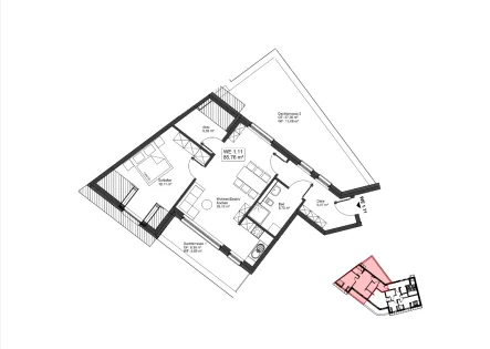 Grundriss - Dachgeschoss - Penthouse 1.11 - Wohnung kaufen in Mayen - Leben und Wohnen im Burgpalais Mayen - Whg. Nr. 1.11