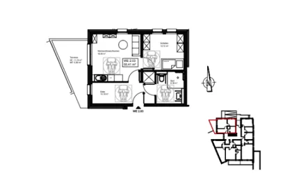 Grundriss - 1.OG - Wohnung 2.03 - Wohnung kaufen in Mayen - Leben und Wohnen im Burgpalais Mayen - Whg. Nr. 2.03