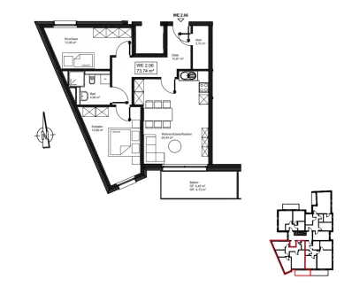 Grundriss - 1. OG - Wohnung 2.06 - Wohnung kaufen in Mayen - Leben und Wohnen im Burgpalais Mayen - Whg. Nr. 2.06