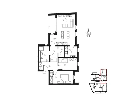Grundriss - 1. OG - Wohnung 2.04 - Wohnung kaufen in Mayen - Leben und Wohnen im Burgpalais Mayen - Whg. Nr. 2.04