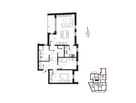 Grundriss - 1. OG - Wohnung 2.04 - Wohnung kaufen in Mayen - Erstbezug - Großzügige Eigentumswohnung mit Loggia - 2.04